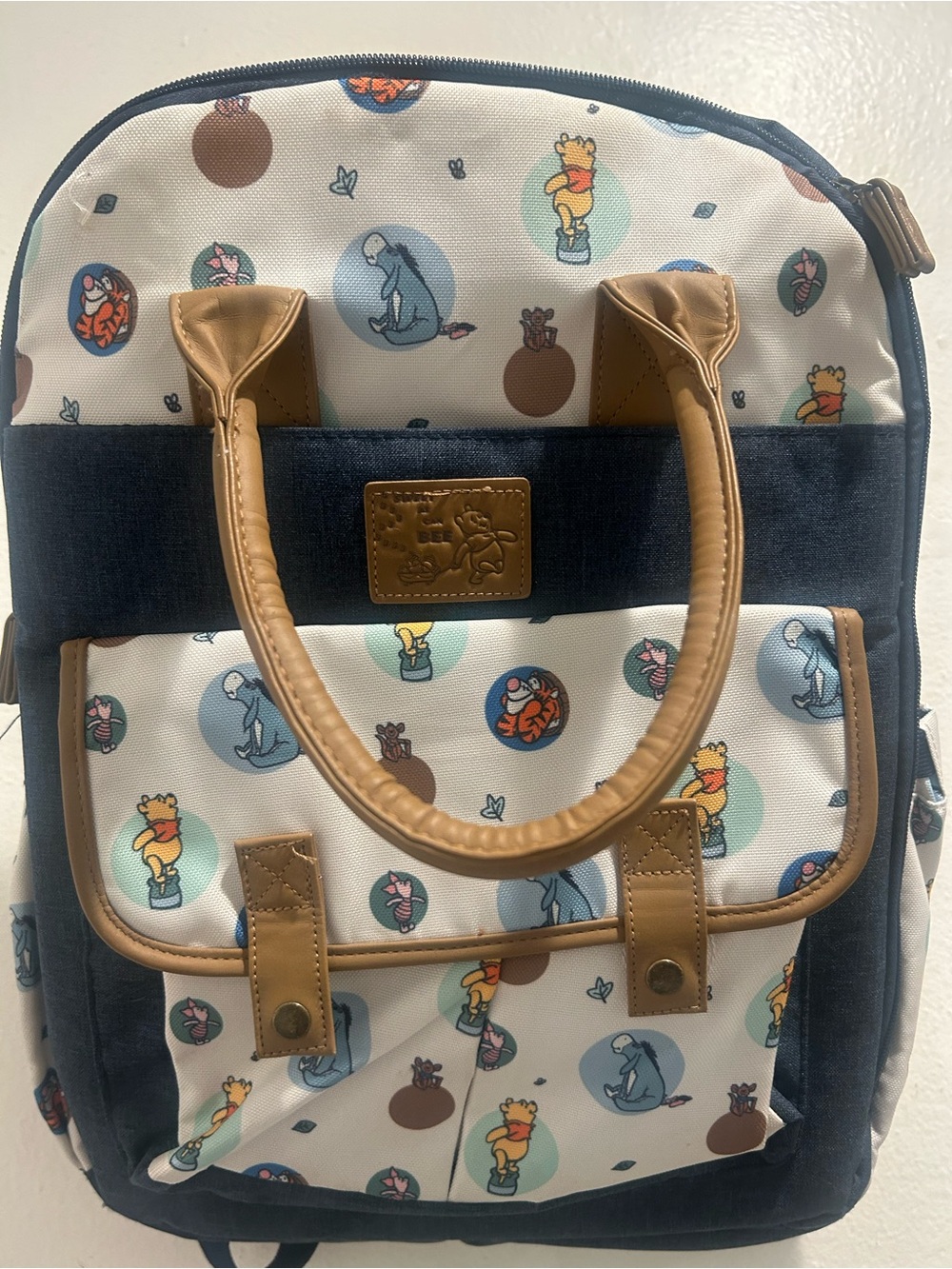 Disney Baby Winnie the Pooh Diaper Bag Backpack Changing Pad Navy Cream